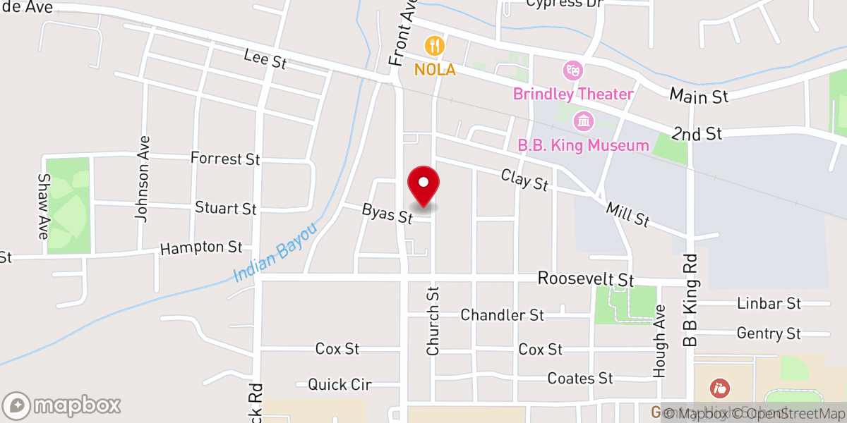Map showing location of Mount Beulah Baptist Church