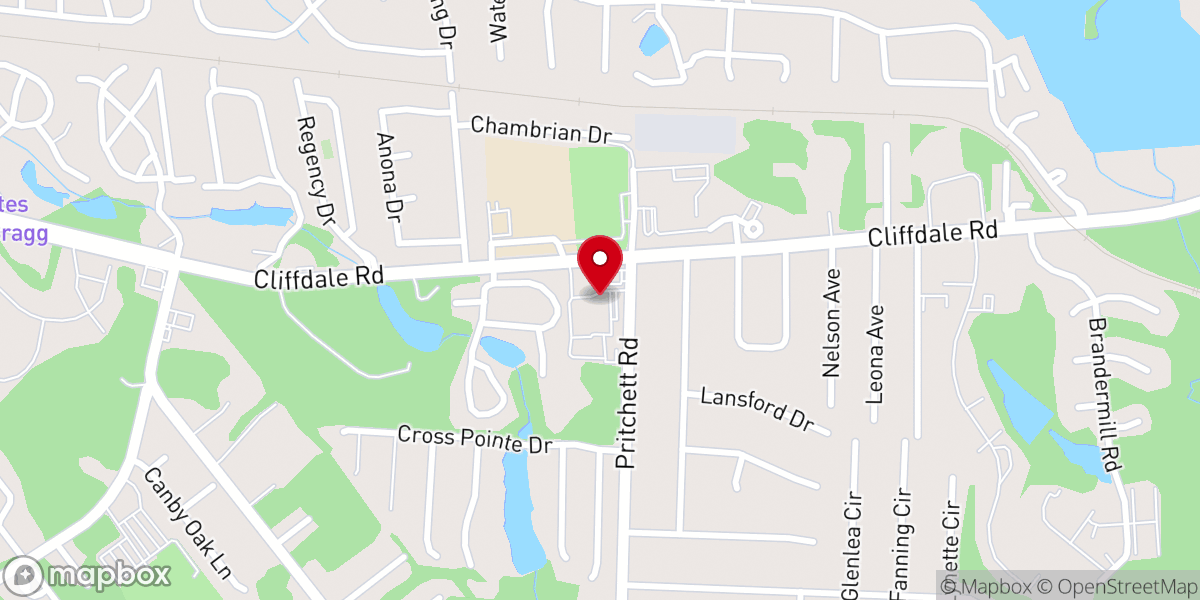 Map showing location of Cliffdale Church