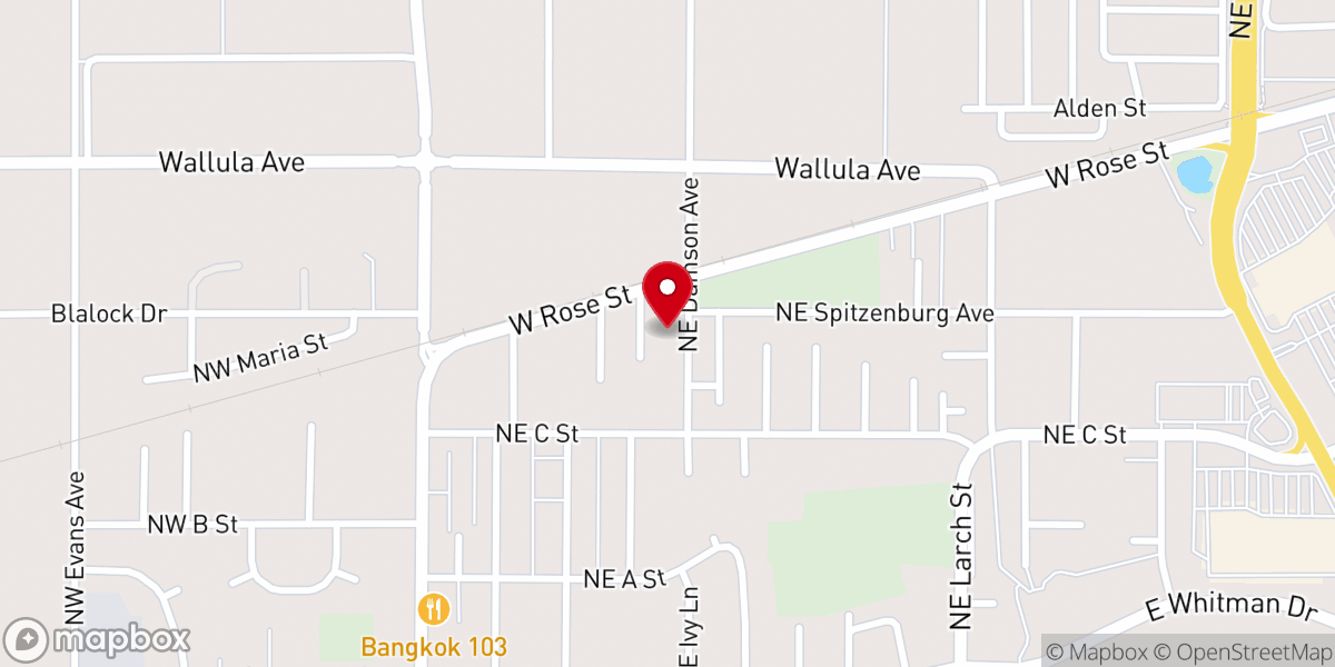 Map showing location of College Place Presbyterian Church