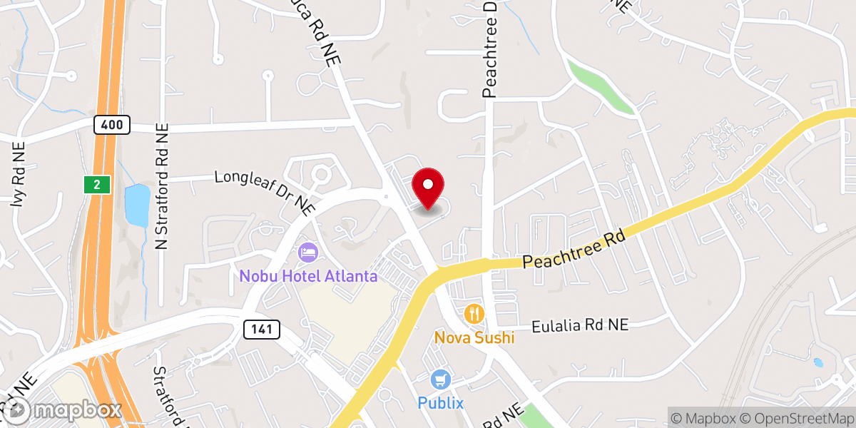 Map showing location of Wieuca Road Baptist Church
