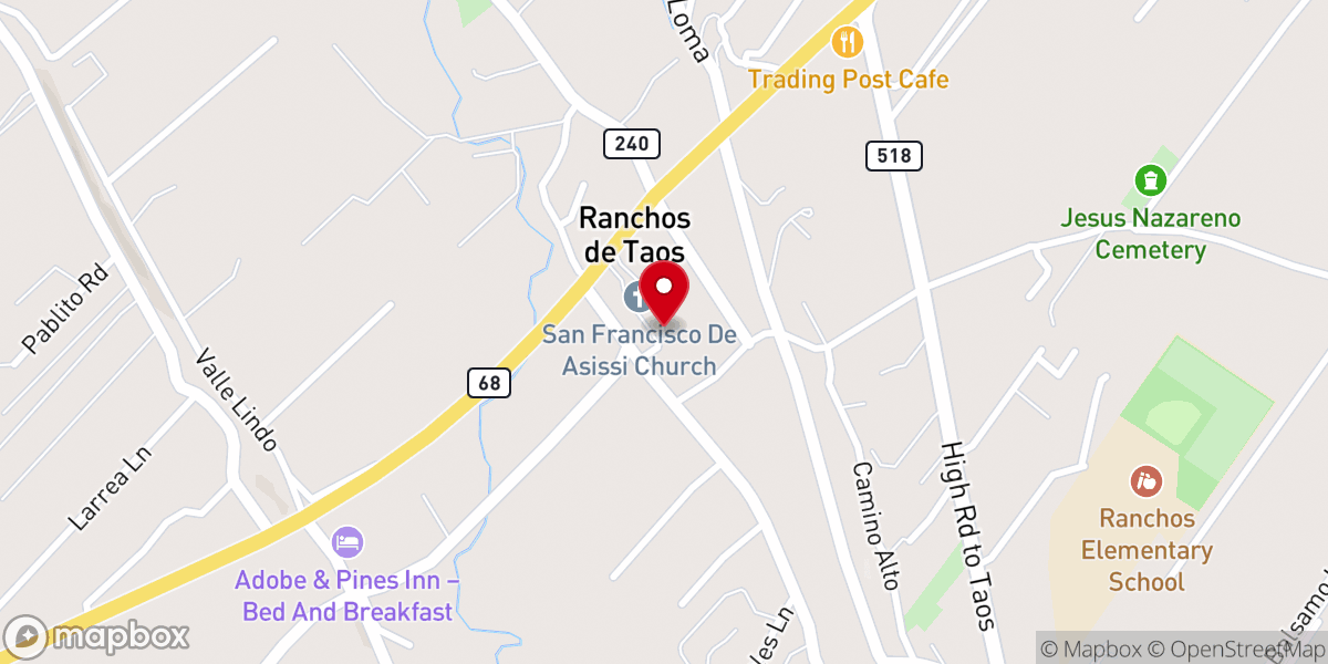 Map showing location of Ranchos de Taos Plaza