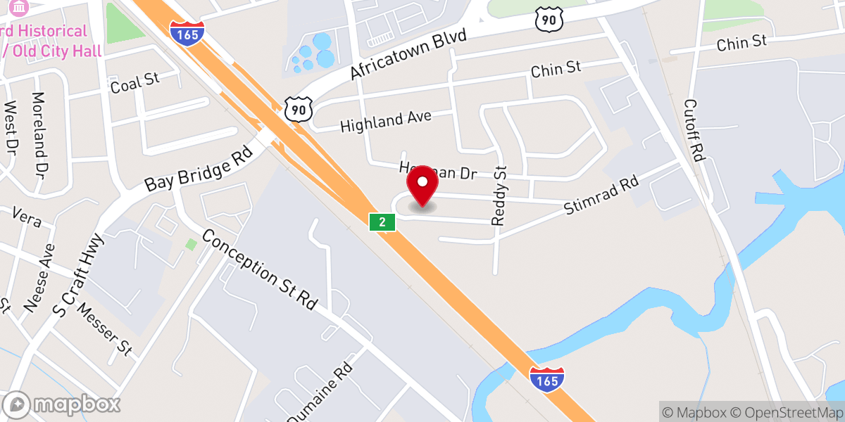 Map showing location of Greater Pine Grove African Methodist Episcopal Church