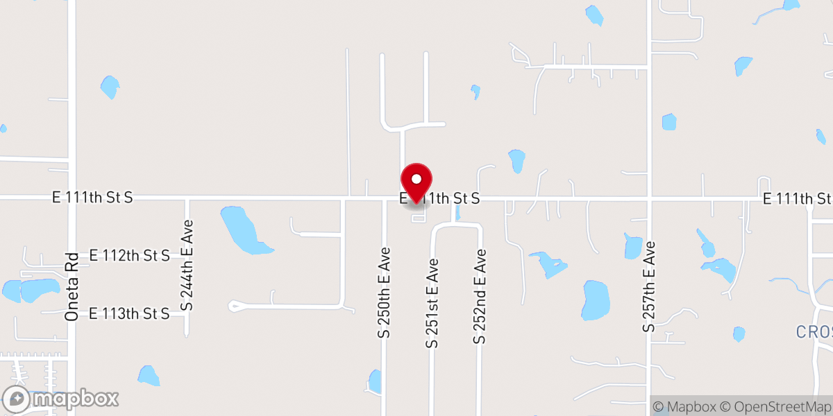 Map showing location of Woodlake Family Church Broken Arrow