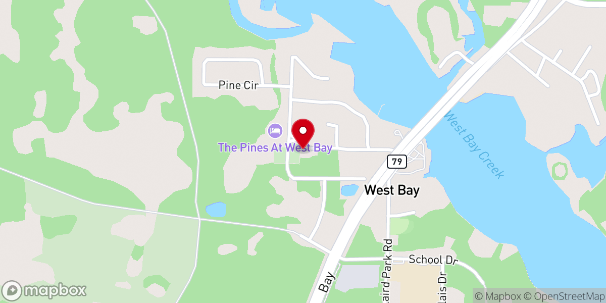 Map showing location of West Bay Baptist Church