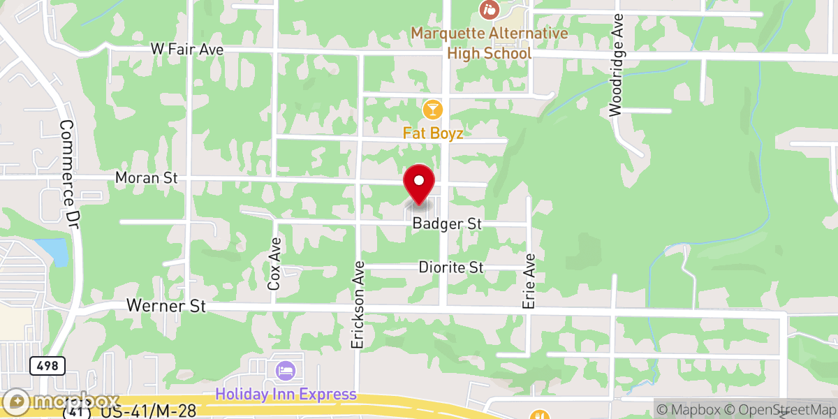 Map showing location of St. Christopher Catholic Church, Marquette