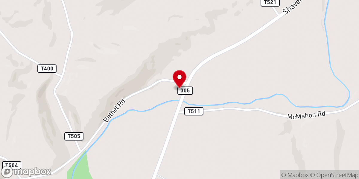 Map showing location of Petersburg Bethel Church
