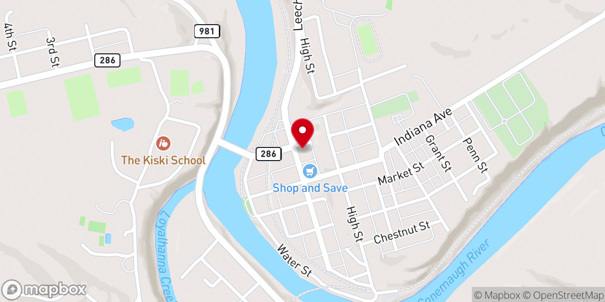 Map showing location of Saltsburg Presbyterian Church