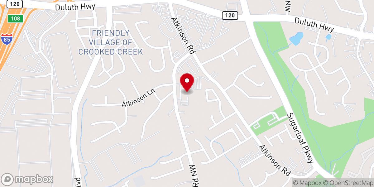 Map showing location of The Servant Korean Evangelical Church of Atlanta
