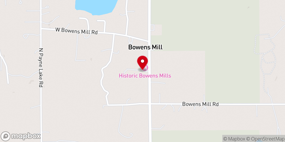 Map showing location of Historic Bowens Mills