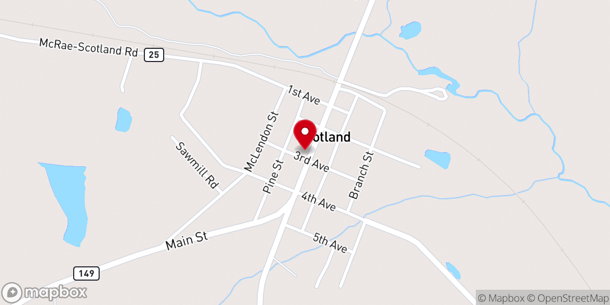 Map showing location of Scotland United Methodist Church