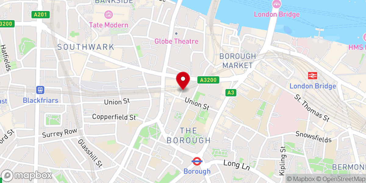 Map showing location of Catholic Church of the Most Precious Blood, Borough/London Bridge.