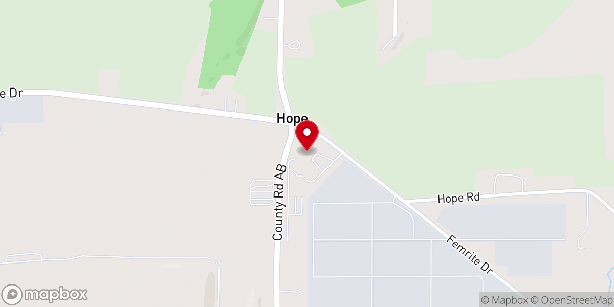 Map showing location of Hope Lutheran Church