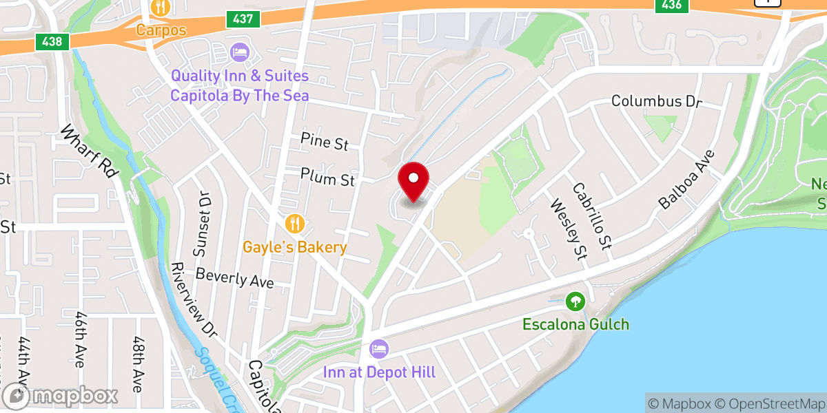 Map showing location of St. Joseph's Catholic Church