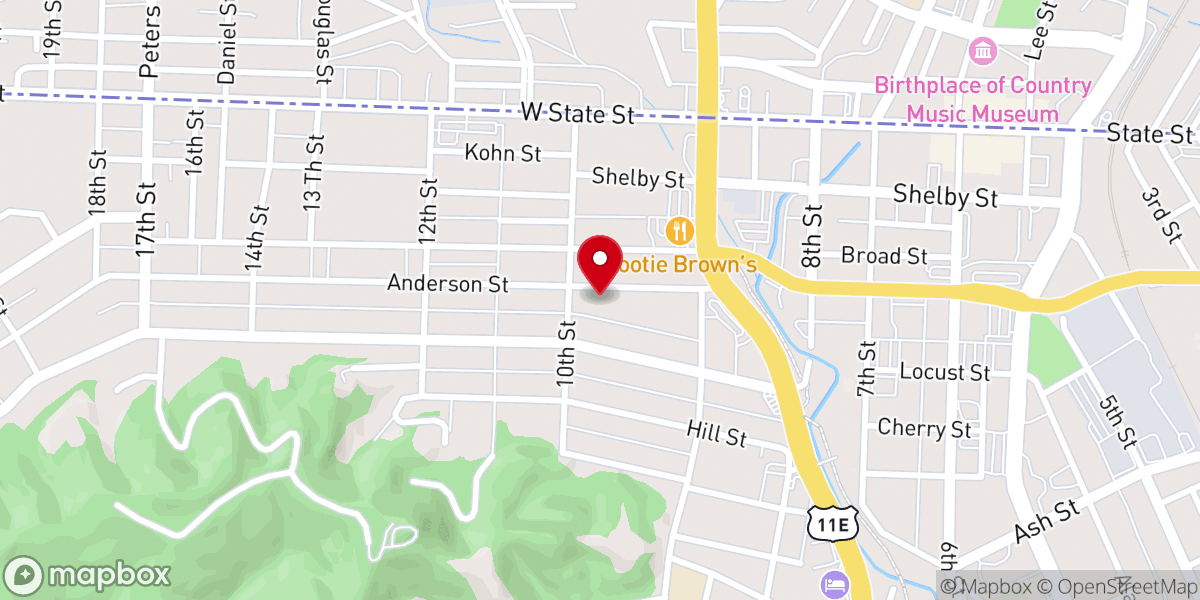 Map showing location of Anderson Street United Methodist