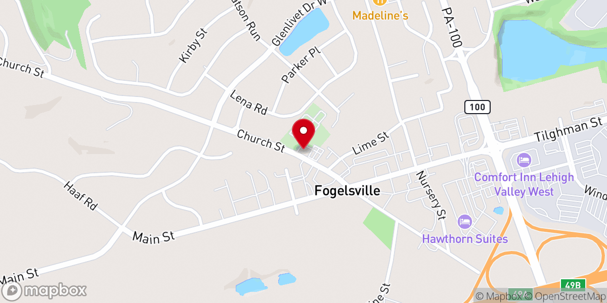 Map showing location of St John's UCC Fogelsville