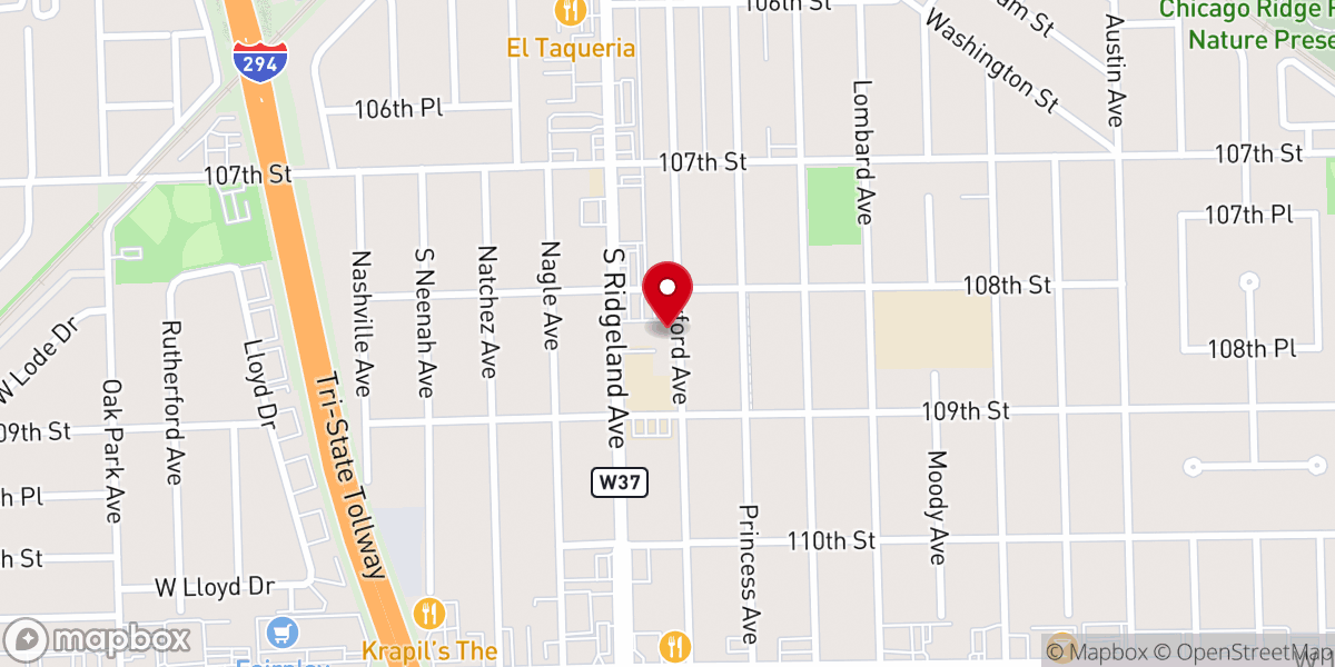 Map showing location of Parish Center