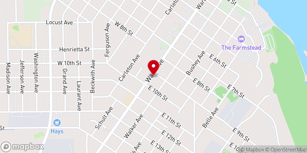 Map showing location of First Christian Church