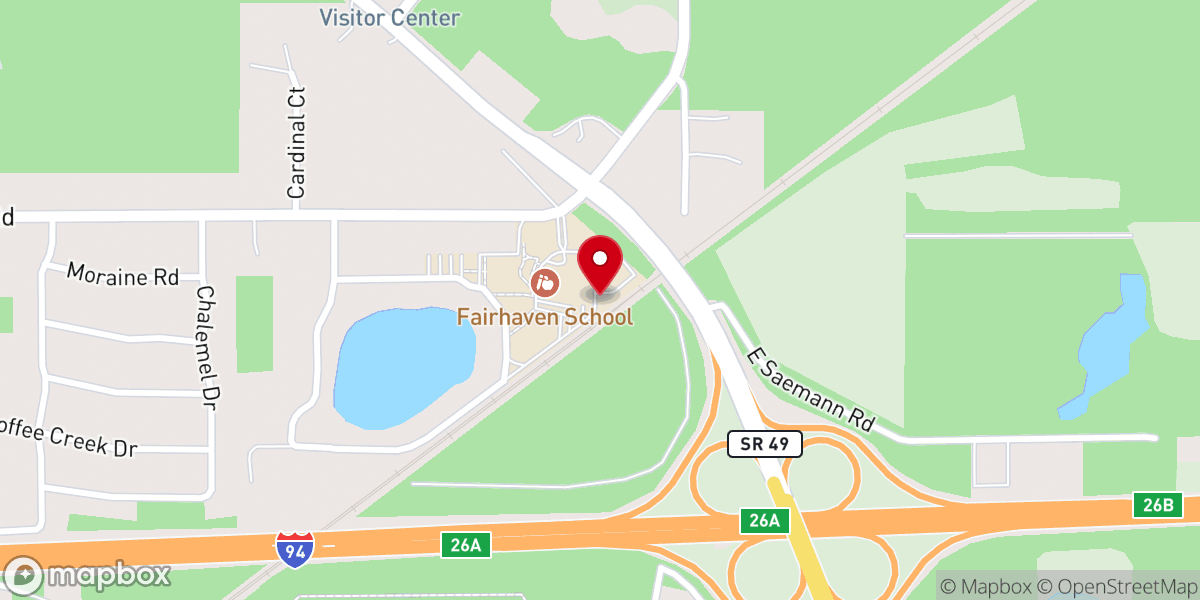Map showing location of Fairhaven Baptist Church Bus Ministry