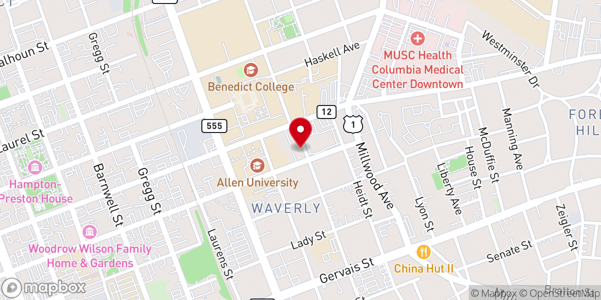 Map showing location of St Martin De Porres Church