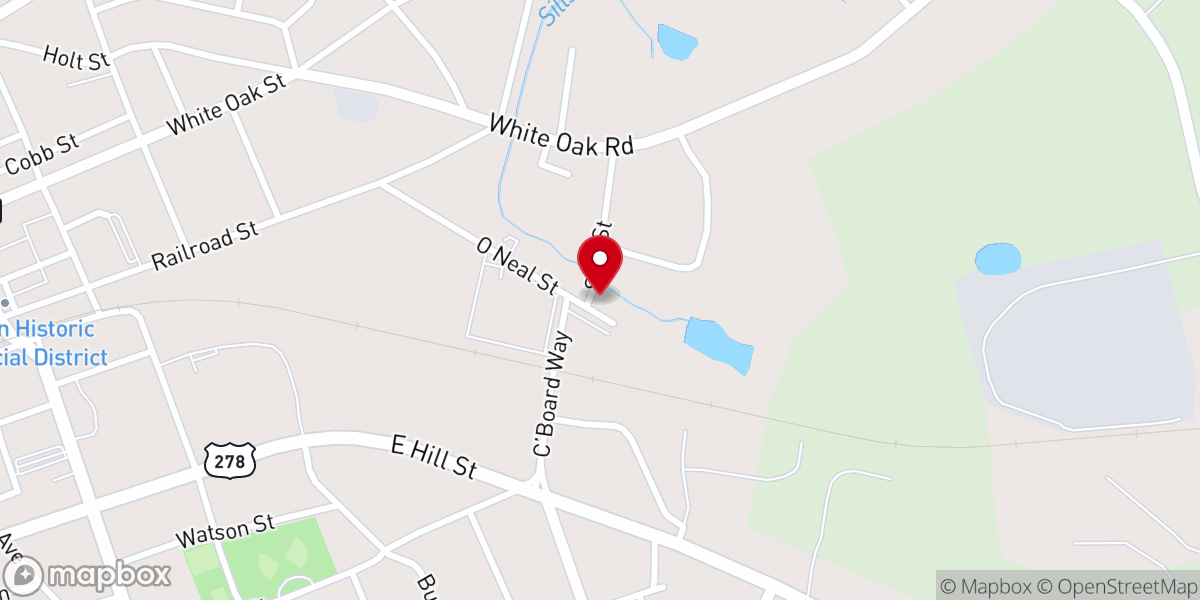 Map showing location of Hill Baptist church