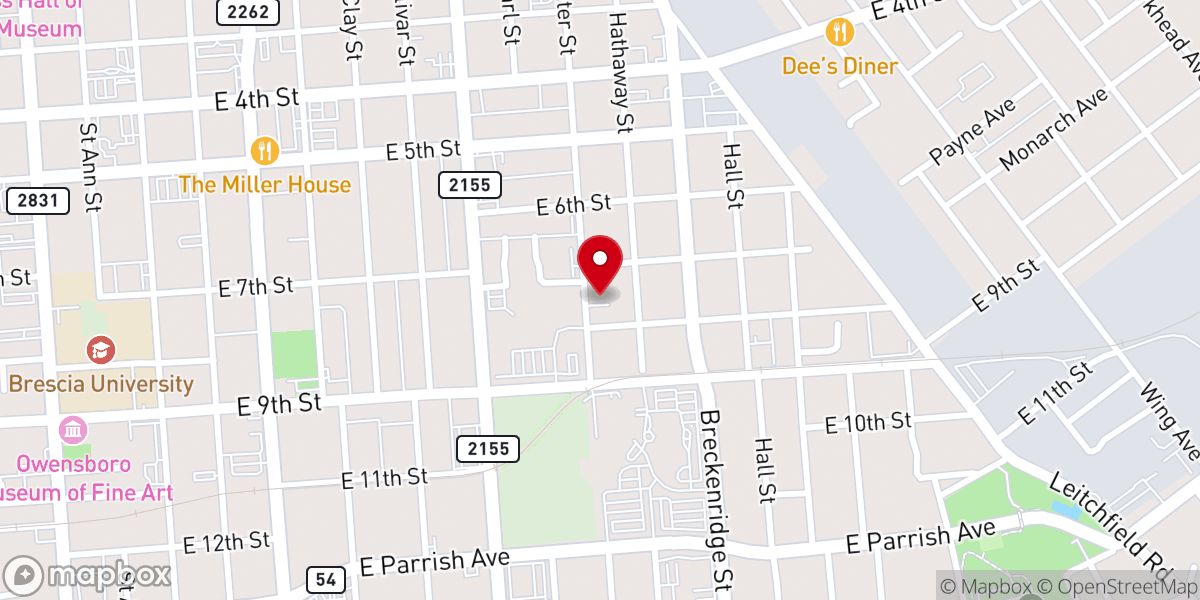 Map showing location of Center Street Baptist Church
