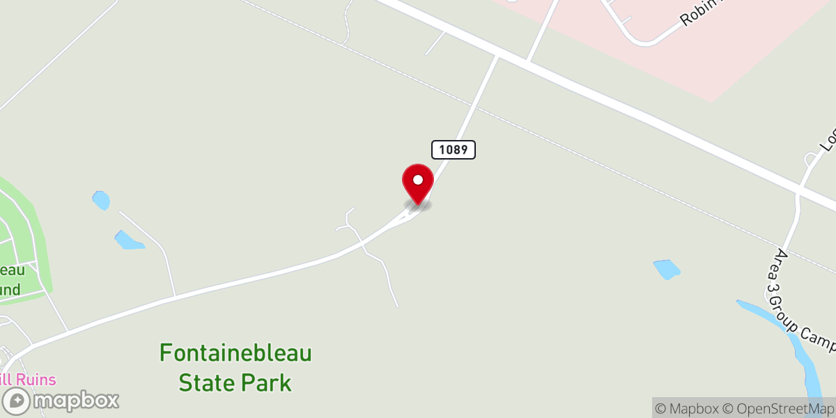Map showing location of Fontainebleau State Park