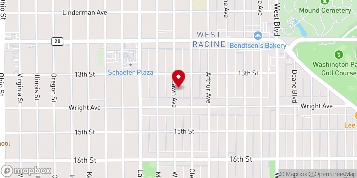 Map showing location of Racine Society for Christian Instruction