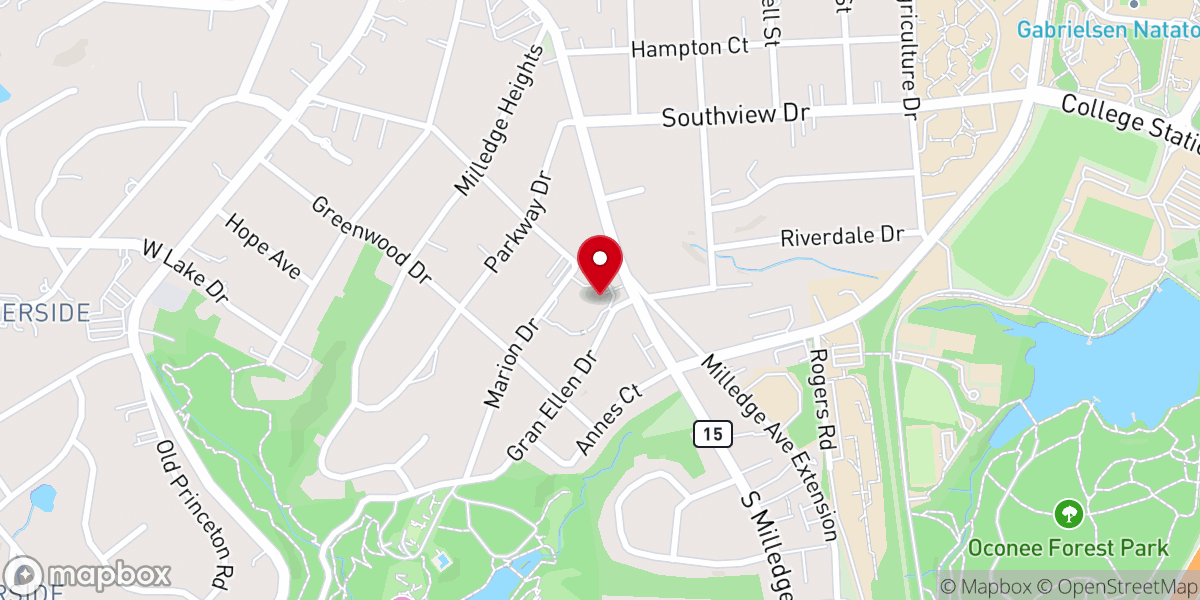 Map showing location of Milledge Avenue Baptist Church