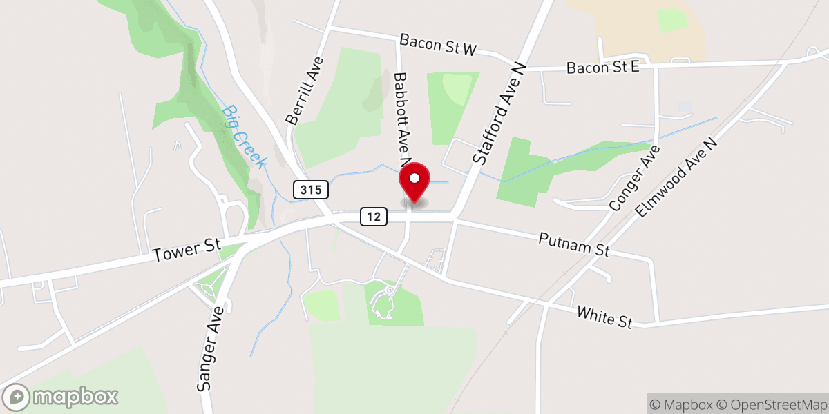 Map showing location of Waterville Baptist Church