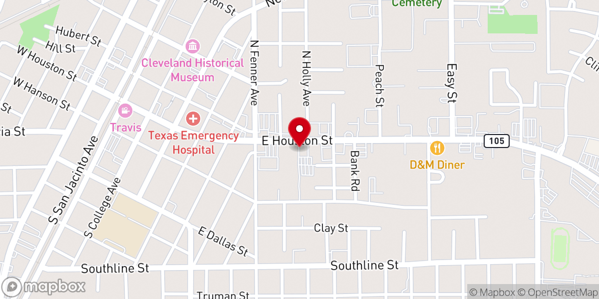 Map showing location of St. Mary's Catholic chapel and Parish Office