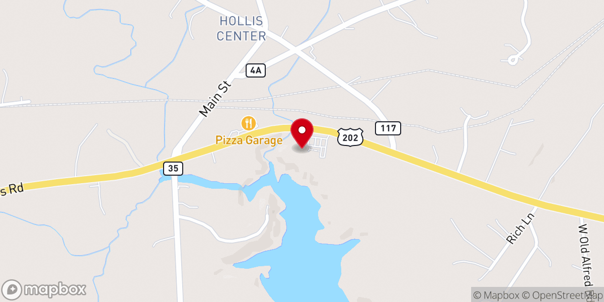 Map showing location of Hollis Center Church