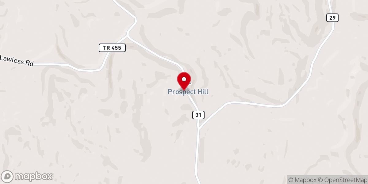 Map showing location of Prospect Church