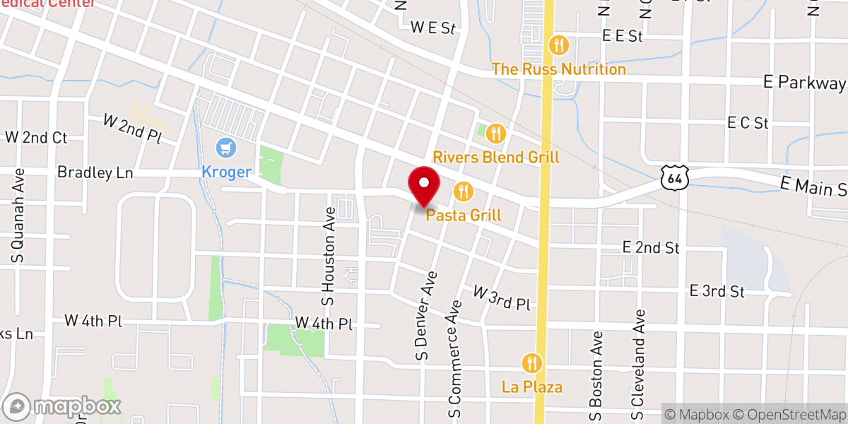 Map showing location of First Baptist Church East Building