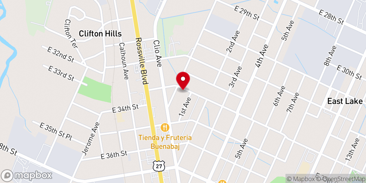 Map showing location of Thirtyfourth Street Baptist Church