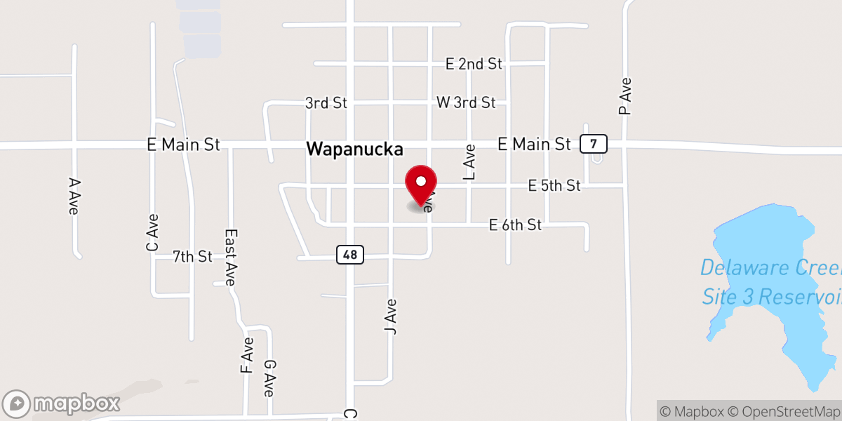 Map showing location of Wapanucka First Baptist Church