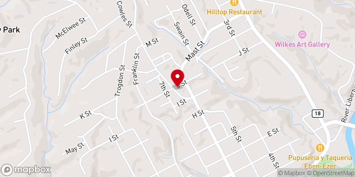 Map showing location of North Wilkesboro Church of God