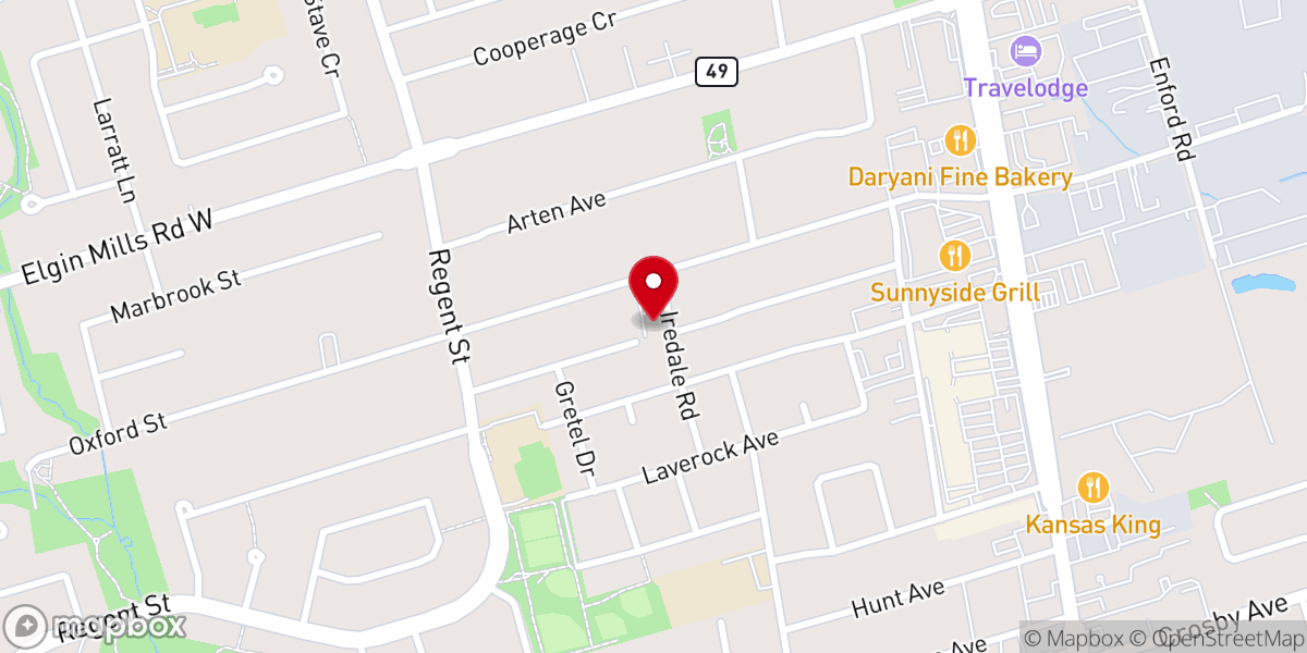 Map showing location of Logos Baptist Church (York Region)