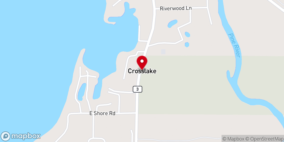 Map showing location of Crosslake