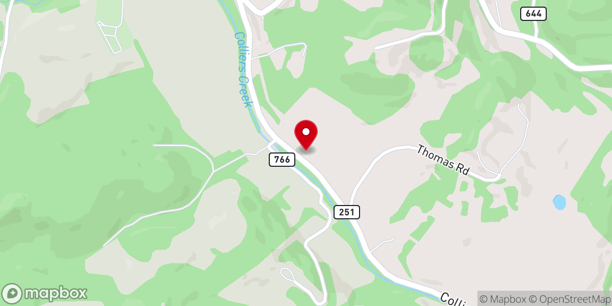 Map showing location of Collierstown Baptist Church