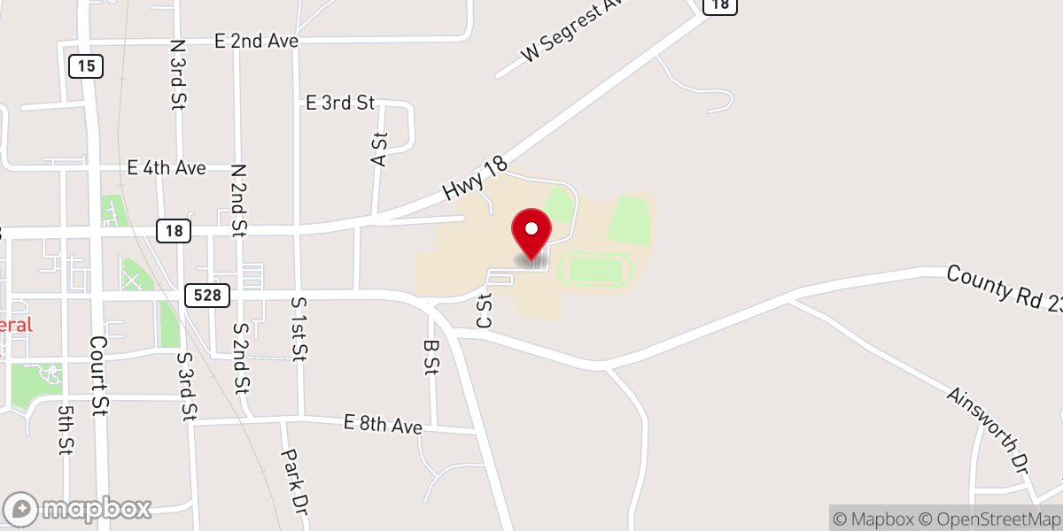 Map showing location of Bay Springs High School
