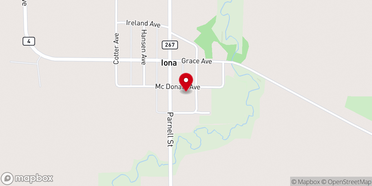 Map showing location of St. Columba Catholic Church