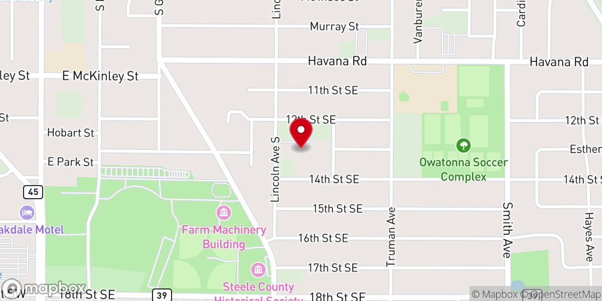 Map showing location of St John Lutheran Church ELCA