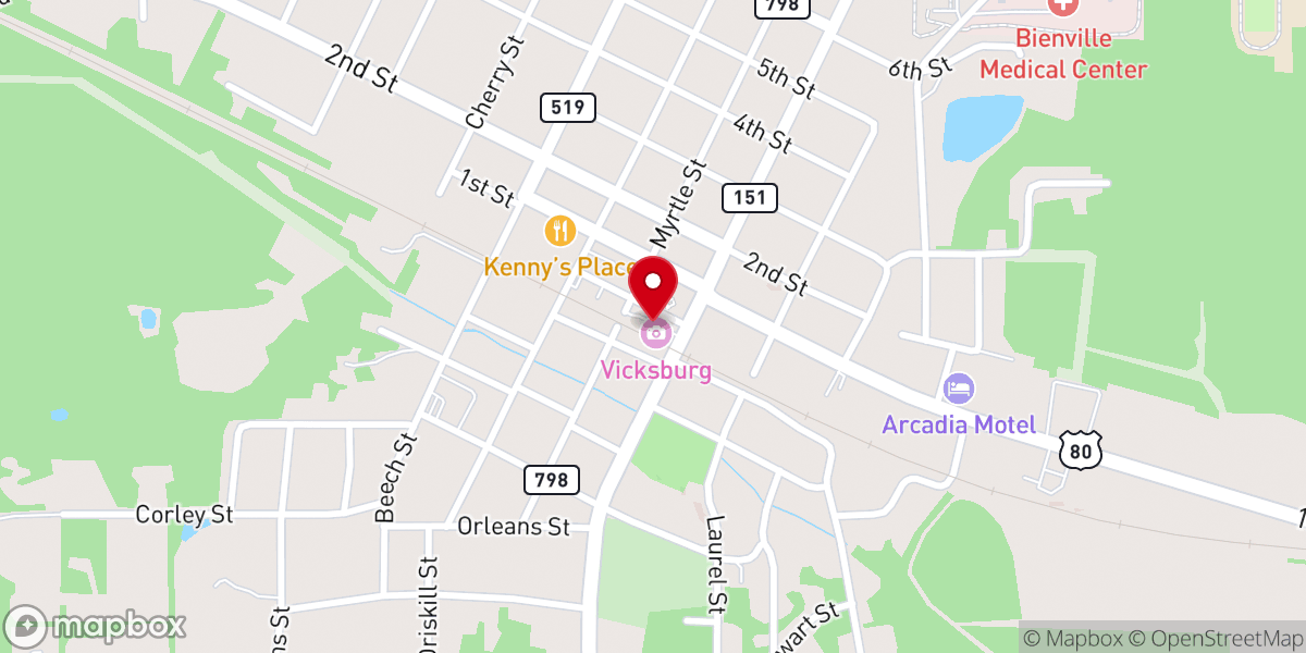 Map showing location of Arcadia/Bienville Parish Chamber of Commerce