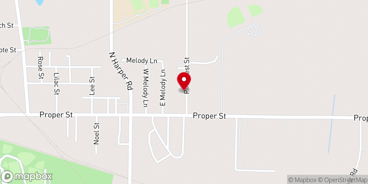Map showing location of Pinecrest Baptist Church