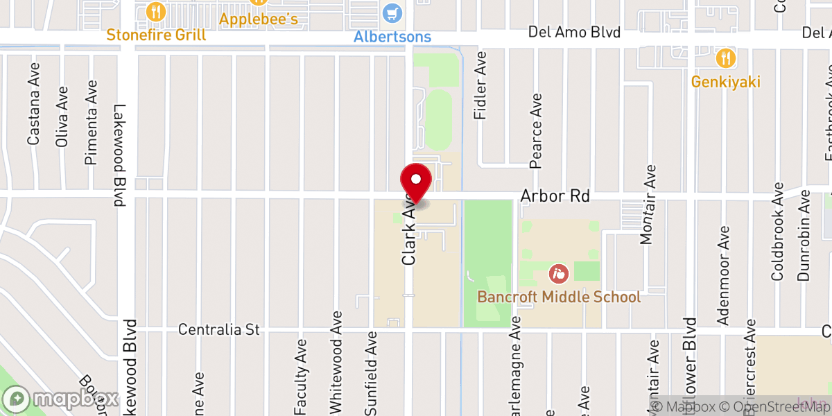 Map showing location of Bethany Lutheran Church, Long Beach Campus