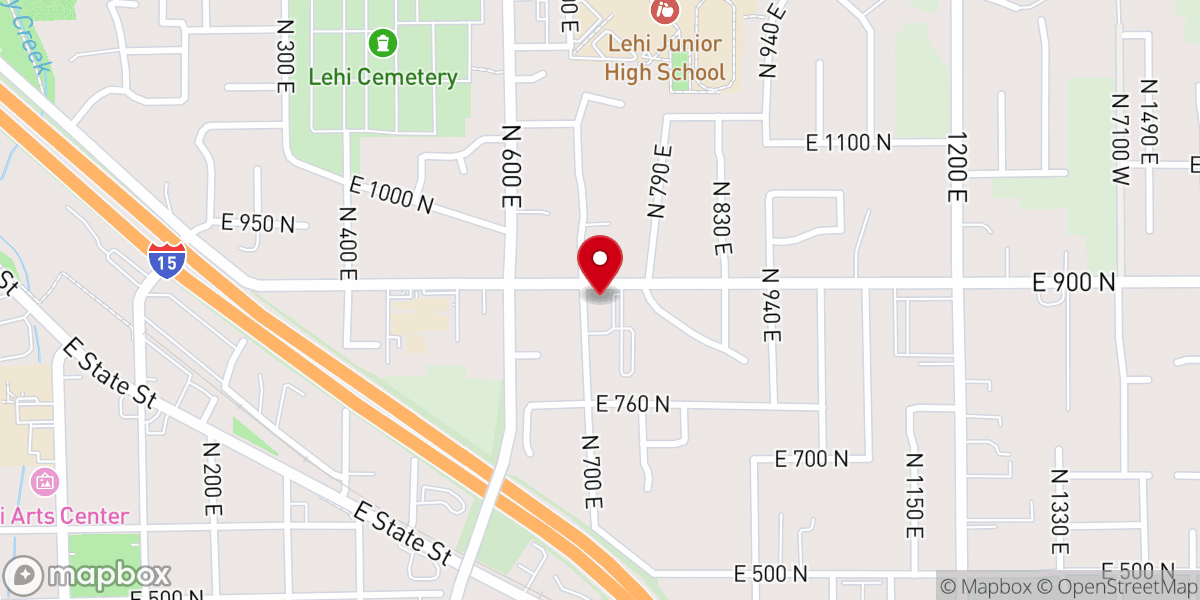 Map showing location of Lehi Utah 11th Ward