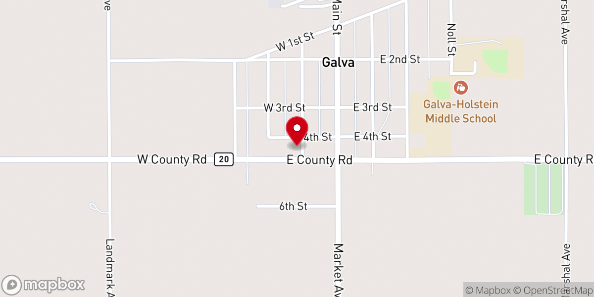 Map showing location of St. John’s Lutheran Church