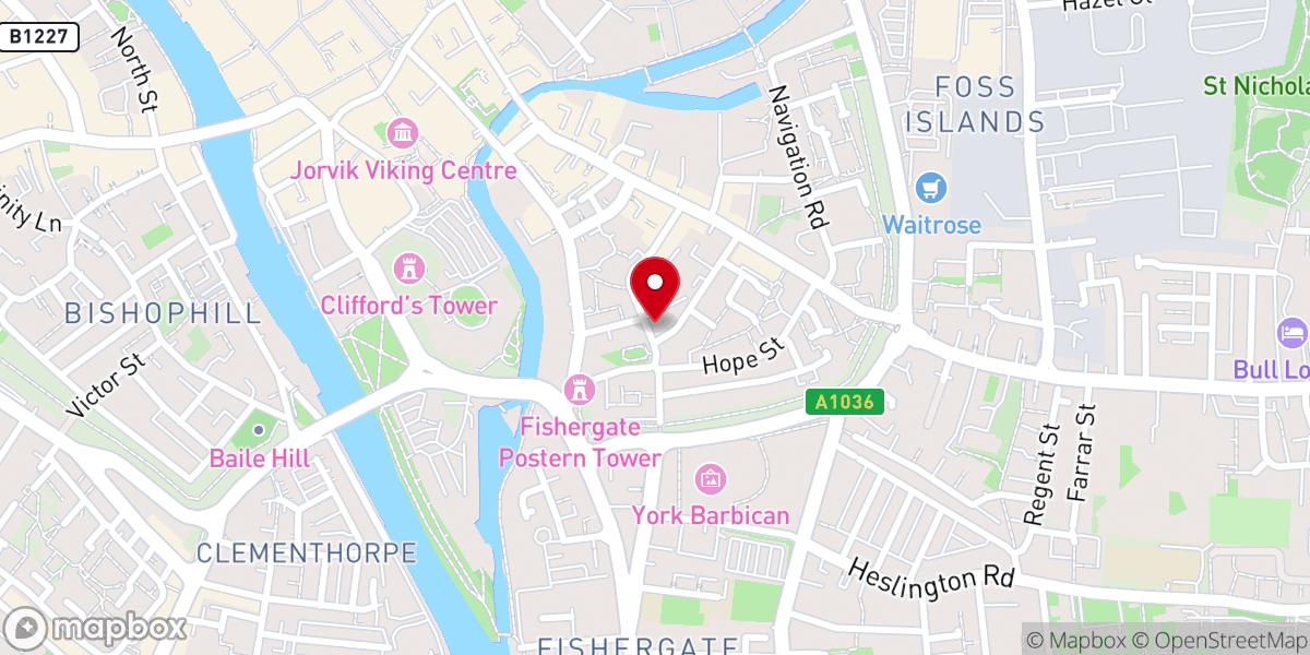 Map showing location of St George's Church York