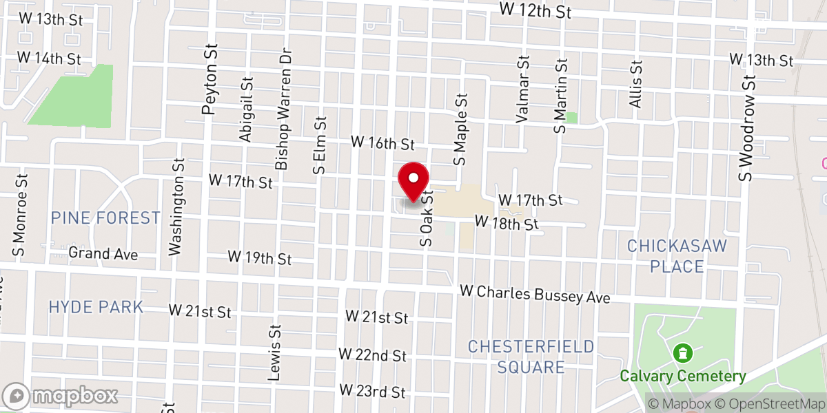 Map showing location of First Baptist Church Highland