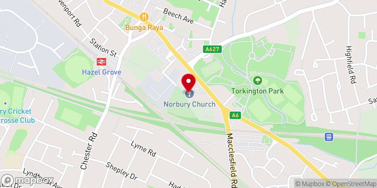 Map showing location of Norbury Parish Church